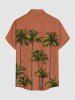Plus Size Coconut Tree Print Hawaii Button Pocket Shirt For Men - Brun Légère 3XL