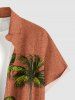 Plus Size Coconut Tree Print Hawaii Button Pocket Shirt For Men - Brun Légère 3XL
