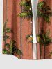Plus Size Coconut Tree Print Hawaii Button Pocket Shirt For Men - Brun Légère 5XL