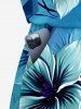 Flower Ombre Print Hawaii Drawstring Pocket Romper -  