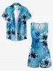Flower Ombre Print Hawaii Drawstring Pocket Romper -  