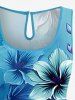 Flower Ombre Print Hawaii Drawstring Pocket Romper -  