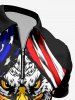 Eagle Ripped Patriotic American Flag Print Zipper Polo Shirt For Men - Noir 3XL