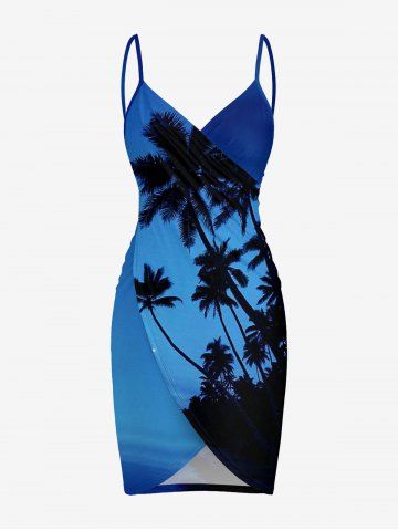 Coconut Tree Ombre Galaxy Print Hawaii Convertible Beach Cover Up