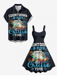Ship Coconut Tree Flower Print Matching Hawaii Beach Outfit For Couples -  