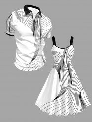 Geometric Pattern Print Matching Hawaii Beach Outfit For Couples - Blanc 