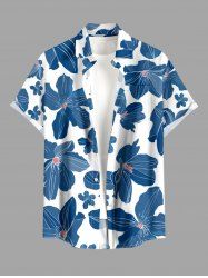 Flowers Print Buttons Pocket Hawaii Shirt For Men -  
