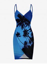 Coconut Tree Ombre Galaxy Print Hawaii Convertible Beach Cover Up -  