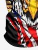 Eagle Ripped Patriotic American Flag Print Matching Outfit For Couples - Noir 