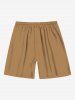 Short hawaïen uni grande taille avec cordon de serrage pour homme - café 3XL