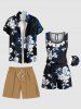 Short hawaïen uni grande taille avec cordon de serrage pour homme - café 3XL