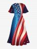 Patriotic American Flag Print Split Midi Dress -  