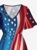 Patriotic American Flag Print Split Midi Dress -  
