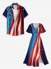 Patriotic American Flag Print Split Midi Dress -  