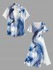 Flower Ombre Curve Ribbon Print Hawaii Split Pocket A Line Midi Dress -  