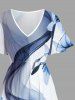Flower Ombre Curve Ribbon Print Hawaii Split Pocket A Line Midi Dress -  