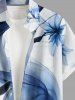 Flower Ombre Curve Ribbon Print Hawaii Button Pocket Shirt For Men - Blanc XL