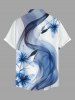 Flower Ombre Curve Ribbon Print Hawaii Button Pocket Shirt For Men - Blanc XL