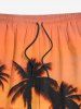 Coconut Tree Ombre Dusk Sunset Print Hawaii Drawstring Beach Shorts For Men -  