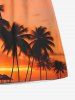 Coconut Tree Ombre Dusk Sunset Print Hawaii Drawstring Beach Shorts For Men -  