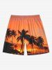 Coconut Tree Ombre Dusk Sunset Print Hawaii Drawstring Beach Shorts For Men -  