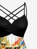 Funny Duck Print Hawaii Ruched Crisscross Strappy A Line Dress - Jaune L