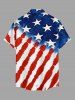 Patriotic American Flag Print Button Pocket Shirt For Men -  