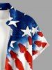 Patriotic American Flag Print Button Pocket Shirt For Men -  