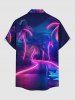 Neon Road Coconut Tree Print Hawaii Button Pocket Shirt For Men - Concorde 2XL