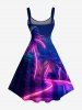 Neon Road Coconut Tree Print Hawaii A Line Dress -  
