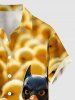 Cute Chick Print Hawaii Button Pocket Shirt For Men - Jaune 6XL