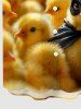 Cute Chick Print Hawaii Button Pocket Shirt For Men - Jaune 6XL