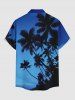Coconut Tree Ombre Galaxy Print Hawaii Button Pocket Shirt For Men -  