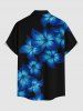 Ombre Flower Print Hawaii Button Pocket Shirt For Men -  