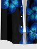 Ombre Flower Print Hawaii Button Pocket Shirt For Men -  
