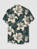 Hibiscus Flowers Leaf Print Buttons Pocket Hawaii Shirt For Men -  