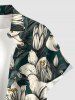 Hibiscus Flowers Leaf Print Buttons Pocket Hawaii Shirt For Men -  