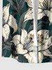 Hibiscus Flowers Leaf Print Buttons Pocket Hawaii Shirt For Men -  