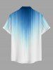 Coconut Tree Mountain Ombre Print Buttons Pocket Hawaii Shirt For Men -  