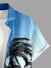 Coconut Tree Mountain Ombre Print Buttons Pocket Hawaii Shirt For Men -  