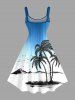 Plus Size Coconut Tree Mountain Ombre Print Hawaii Tank Dress -  