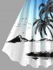 Plus Size Coconut Tree Mountain Ombre Print Hawaii Tank Dress -  