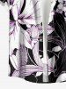 Chemise hawaïenne grande taille à imprimé floral et feuilles, boutons et poche pour homme - Noir 2XL