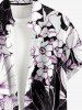 Chemise hawaïenne grande taille à imprimé floral et feuilles, boutons et poche pour homme - Noir 2XL