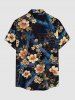 Flowers Leaf Print Buttons Pocket Hawaii Shirt For Men -  