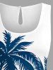 Coconut Tree Sea Waves Print Cinched Hawaii Romper -  
