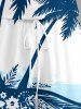 Plus Size Coconut Tree Sea Waves Print Cinched Hawaii Romper -  