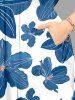 Flowers Print Split Hawaii Midi Dress - Bleu S