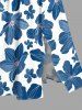 Flowers Print Split Hawaii Midi Dress - Bleu 1X