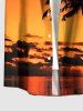 Plus Size Coconut Tree Ombre Dusk Print Hawaii Button Pocket Shirt For Men -  